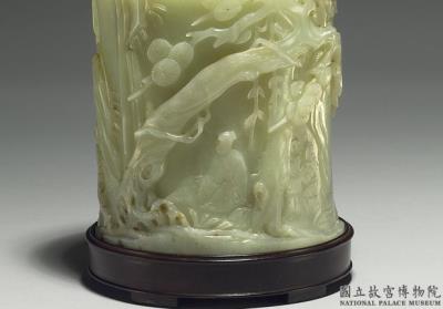 图片[2]-Jade brush holder with design of scholars gazing at a waterfall, Ch’ing dynasty Ch’ien-lung reign (1736-1795)-China Archive